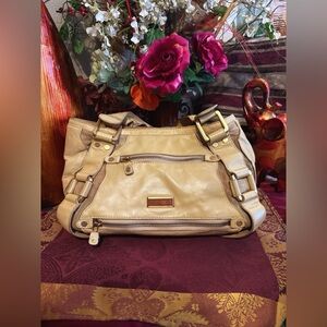 Jimmy Choo Beige Mahala Leather Shoulder Bag Tote